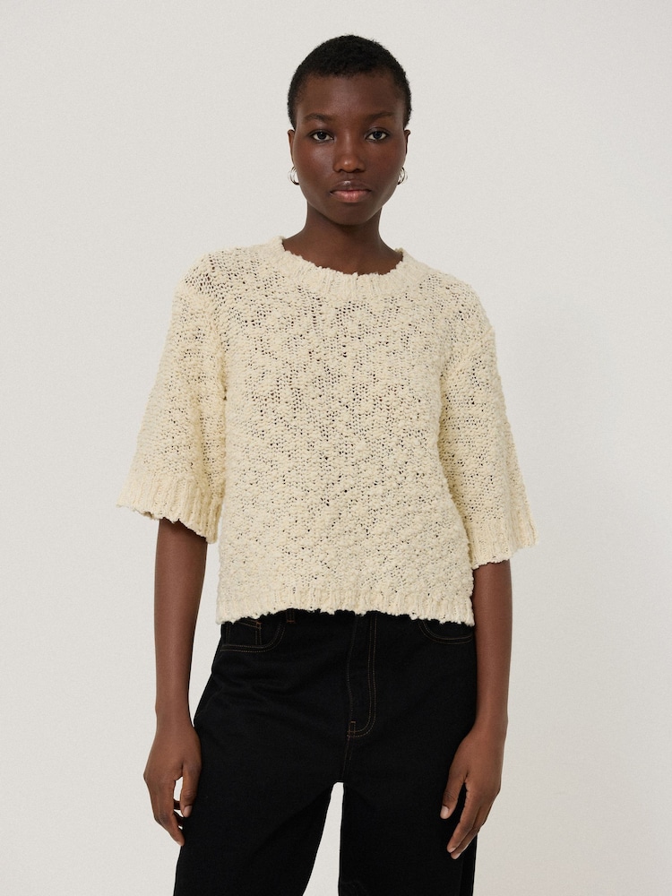 Jigsaw Cream Blend Boucle T-Shirt - Image 2 of 6