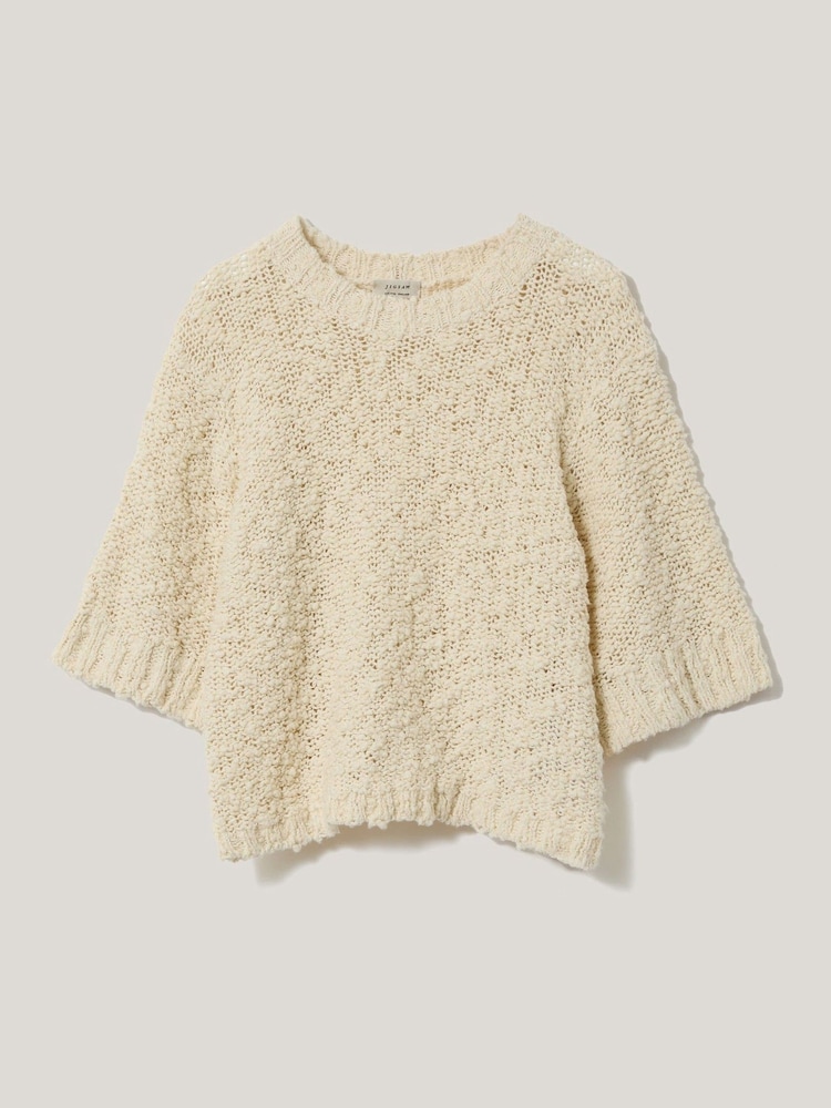 Jigsaw Cream Blend Boucle T-Shirt - Image 6 of 6