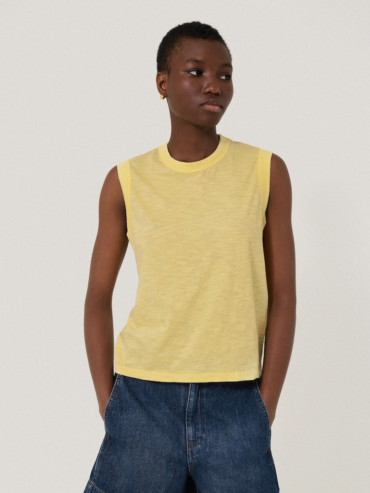 Jigsaw Yellow 100% Cotton Slub Tank Top - Image 2 of 5 Jigsaw Yellow 100% Cotton Slub Tank Top - Image 2 of 5