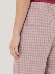 Jigsaw Pink Mara 100% Linen Checked Trousers - Image 2 of 7