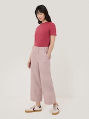 Jigsaw Pink Mara 100% Linen Checked Trousers - Image 3 of 7