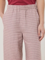 Jigsaw Pink Mara 100% Linen Checked Trousers - Image 4 of 7