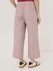 Jigsaw Pink Mara 100% Linen Checked Trousers - Image 5 of 7
