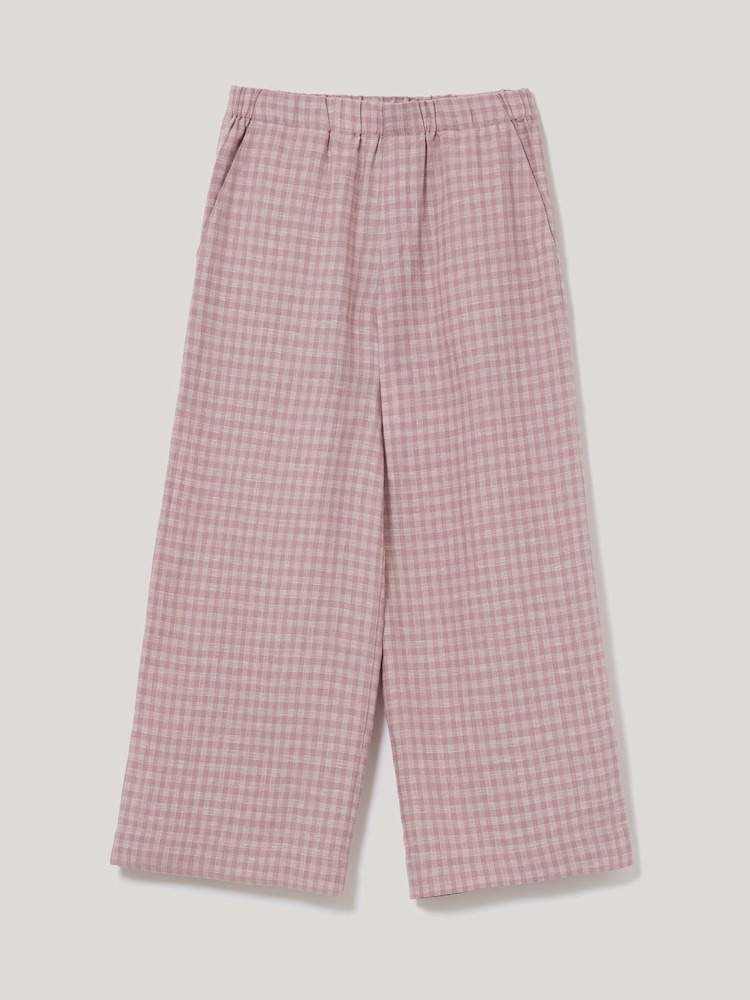 Jigsaw Pink Mara 100% Linen Checked Trousers - Image 7 of 7