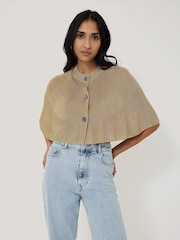 Jigsaw Gold Sparkly Knitted Cape Poncho - Image 1 of 6
