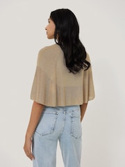 Jigsaw Gold Sparkly Knitted Cape Poncho - Image 4 of 6