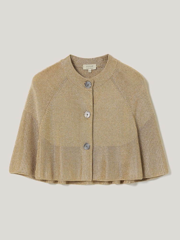 Jigsaw Gold Sparkly Knitted Cape Poncho - Image 6 of 6