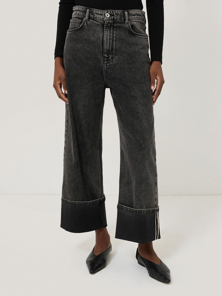 Jigsaw Black Blair Turn Up Jeans - Image 1 of 6 Jigsaw Black Blair Turn Up Jeans - Image 1 of 6