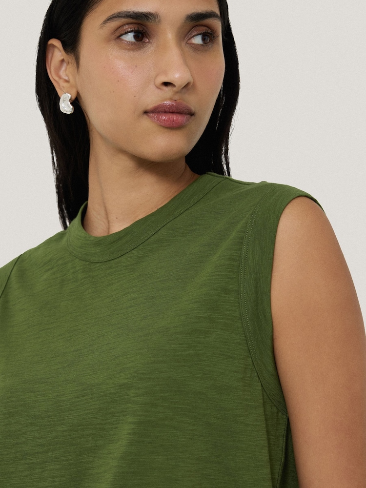 Jigsaw Green 100% Cotton Slub Tank Top - Image 1 of 5