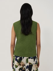 Jigsaw Green 100% Cotton Slub Tank Top - Image 4 of 5