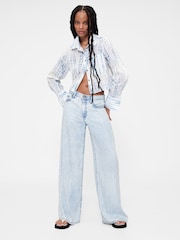 GapStudio Blue Voile Crop Shirt - Image 3 of 6