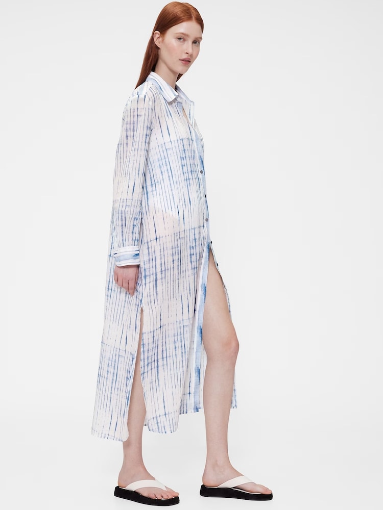 GapStudio Blue/White Voile Shirt Dress - Image 2 of 7