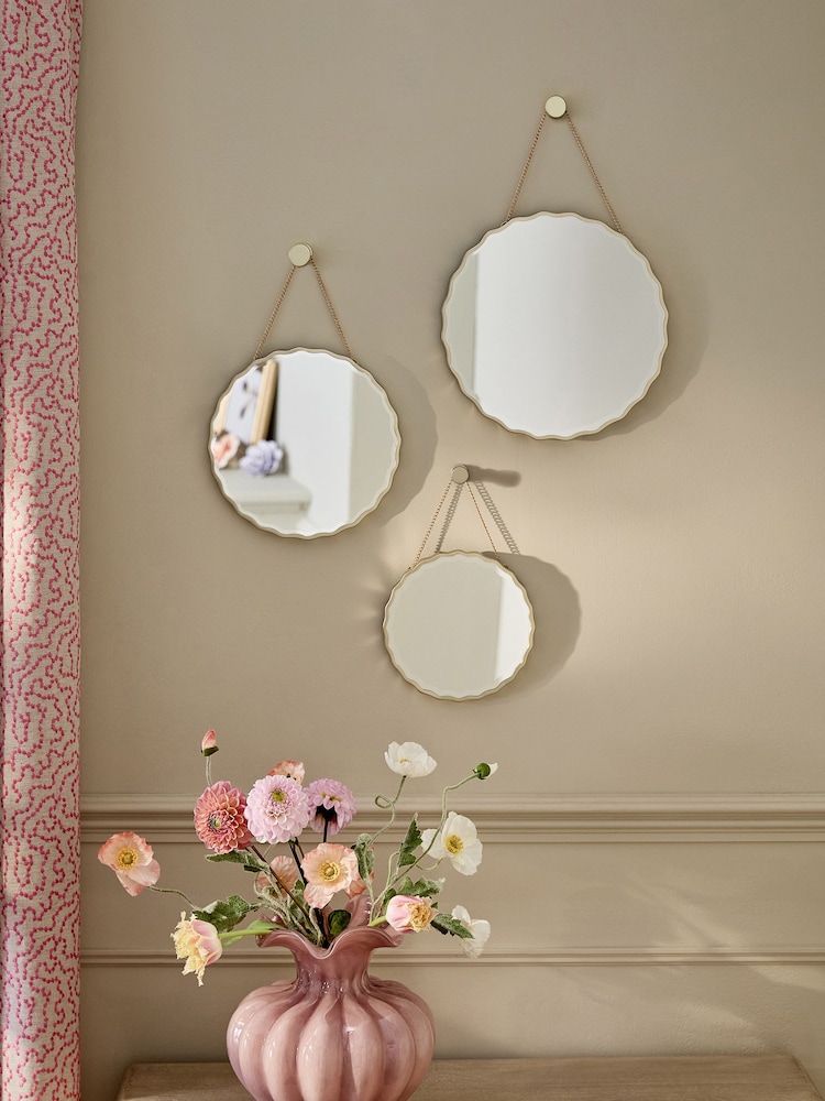 Set of 3 Gold Wiggle Mirrors - Image 2 of 4