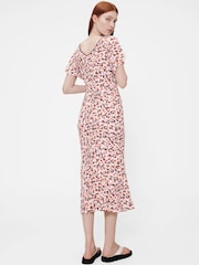 GapStudio Pink Print Print V-Neck Midi Dress - Image 2 of 7