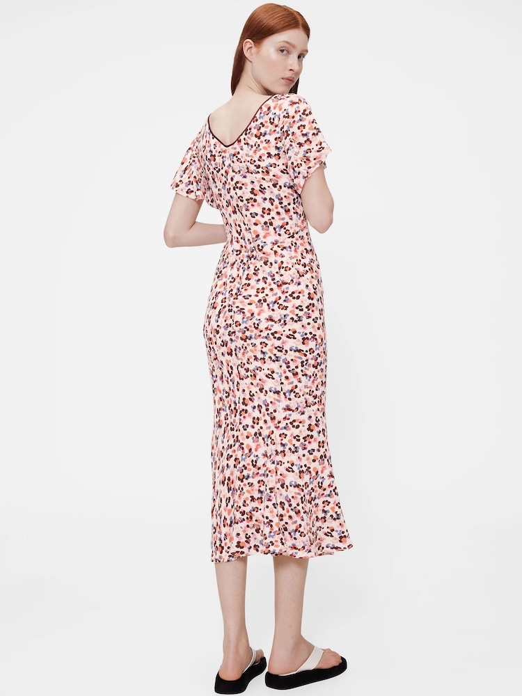 GapStudio Pink Print Print V-Neck Midi Dress - Image 2 of 7
