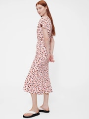 GapStudio Pink Print Print V-Neck Midi Dress - Image 3 of 7