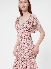 GapStudio Pink Print Print V-Neck Midi Dress - Image 4 of 7