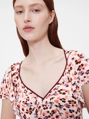 GapStudio Pink Print Print V-Neck Midi Dress - Image 5 of 7