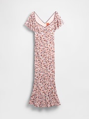 GapStudio Pink Print Print V-Neck Midi Dress - Image 6 of 7