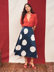 Boden Blue Isabella Sateen Skirt - Image 1 of 7