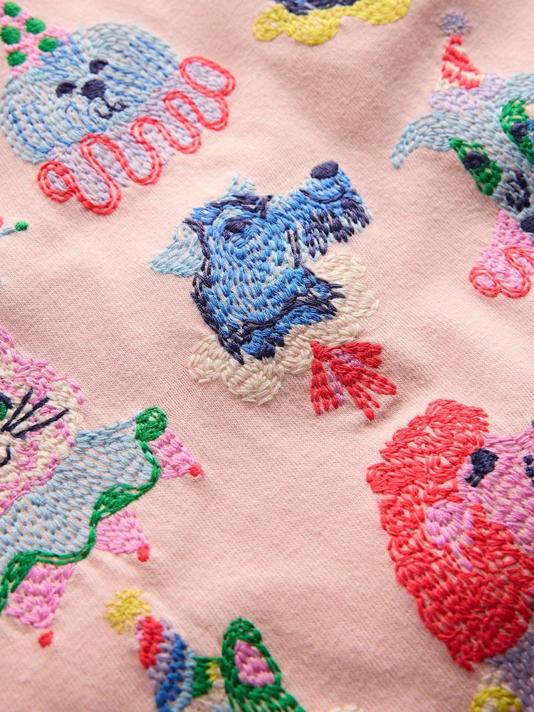 Boden Pink Puff Sleeve Superstitch 100% Cotton T-Shirt - Image 3 of 3