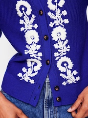 Boden Blue Embroidered T-Shirt Cardigan - Image 3 of 7