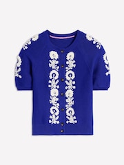Boden Blue Embroidered T-Shirt Cardigan - Image 6 of 7