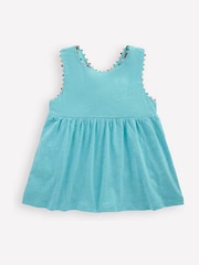 Boden Blue Cross-Back 100% Cotton Pom Top - Image 1 of 3