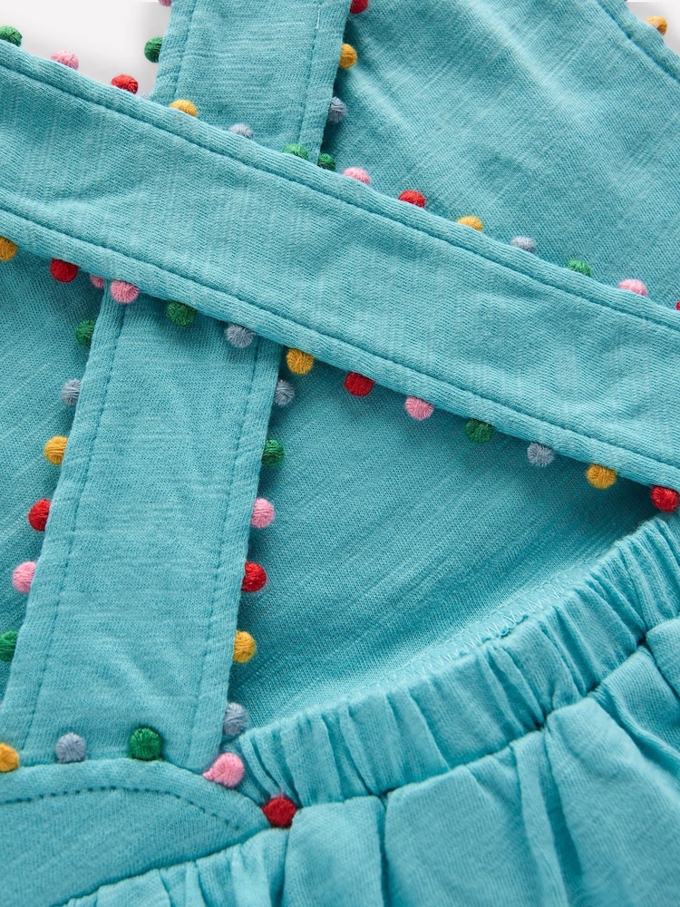 Boden Blue Cross-Back 100% Cotton Pom Top - Image 3 of 3