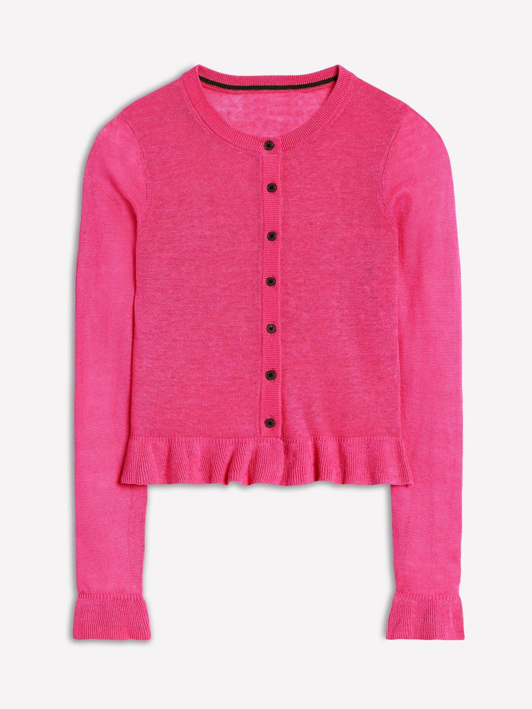 Buy Boden Pink Josie Cropped 100% Linen Cardigan from Next Netherlands