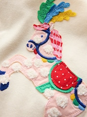 Boden Cream 100% Cotton Puff Sleeve Appliqué T-Shirt - Image 4 of 4