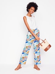 Boden Blue Westbourne Crop 100% Linen Trousers - Image 2 of 6