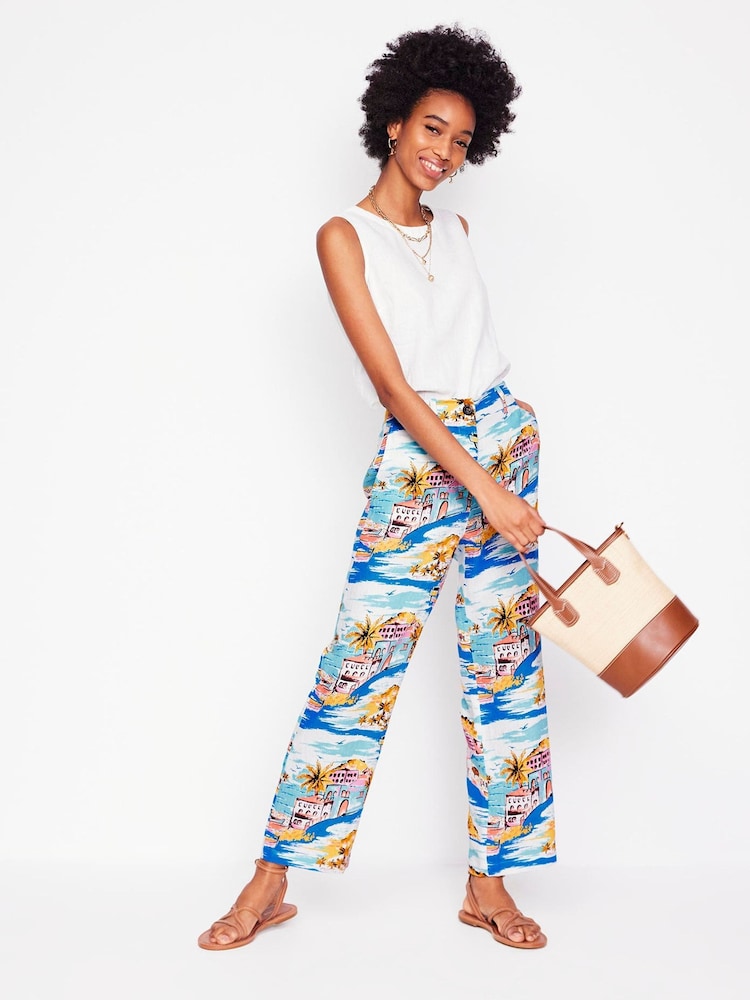 Boden Blue Westbourne Crop 100% Linen Trousers - Image 2 of 6