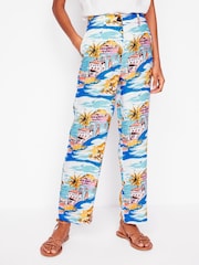 Boden Blue Westbourne Crop 100% Linen Trousers - Image 6 of 6