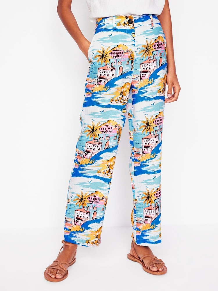 Boden Blue Westbourne Crop 100% Linen Trousers - Image 6 of 6