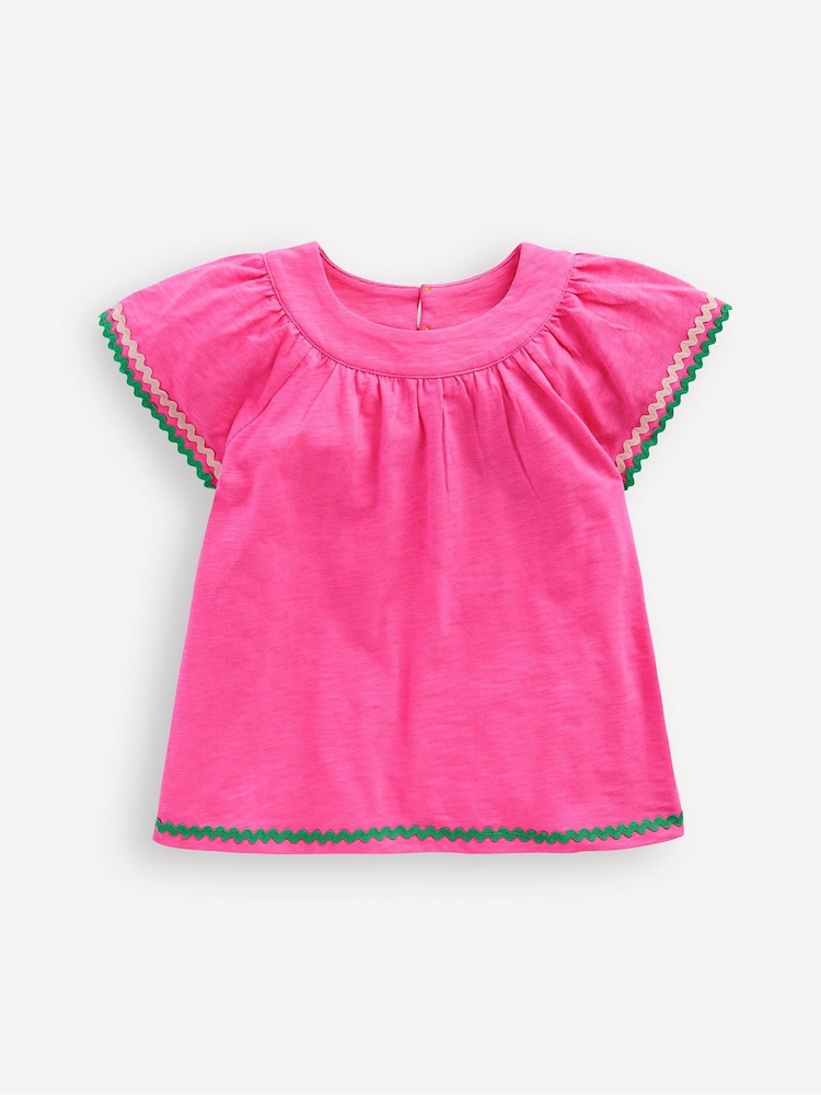 Boden Pink Trim Detail Pretty 100% Cotton Top - Image 1 of 3 Boden Pink Trim Detail Pretty 100% Cotton Top - Image 1 of 3