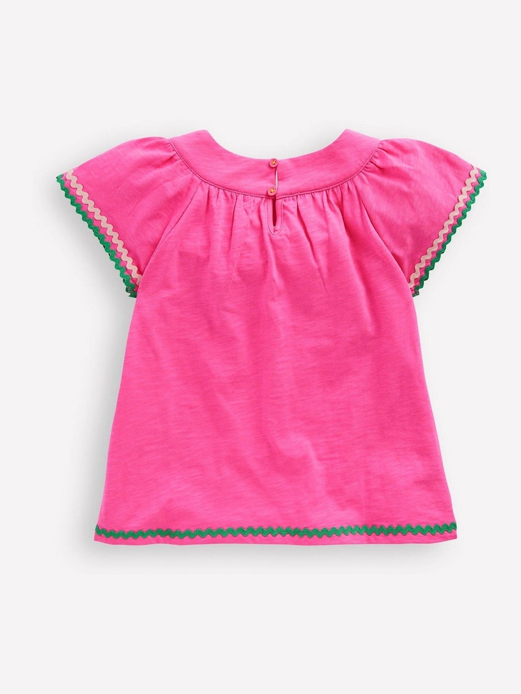 Boden Pink Trim Detail Pretty 100% Cotton Top - Image 2 of 3 Boden Pink Trim Detail Pretty 100% Cotton Top - Image 2 of 3