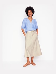 Boden Cream Panelled Full Denim Skirt - Image 1 of 5
