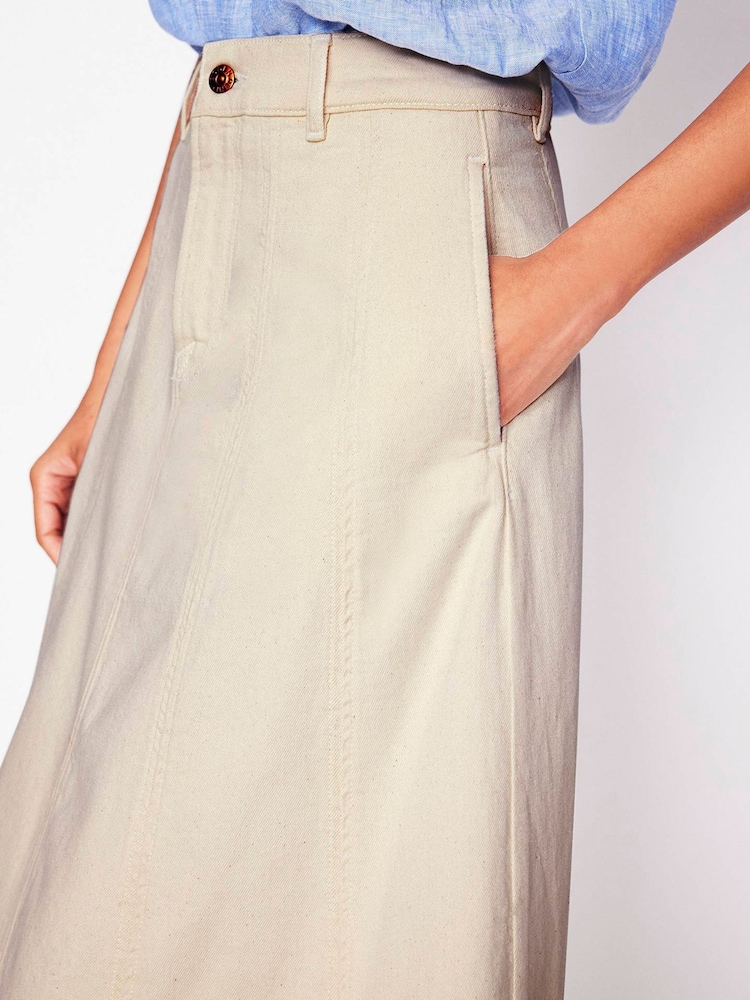 Boden Cream Panelled Full Denim Skirt - Image 2 of 5 Boden Cream Panelled Full Denim Skirt - Image 2 of 5