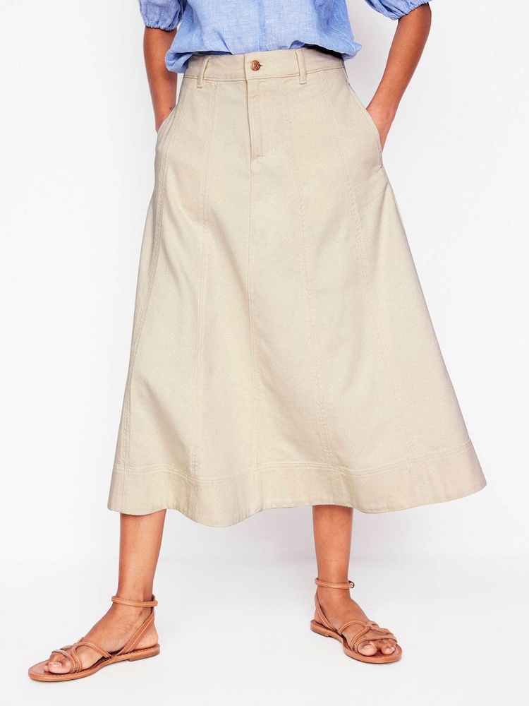 Boden Cream Panelled Full Denim Skirt - Image 4 of 5