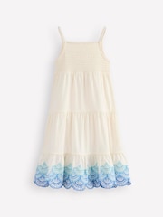 Boden Cream Enza Broderie Hem 100% Cotton Jersey Dress - Image 3 of 4