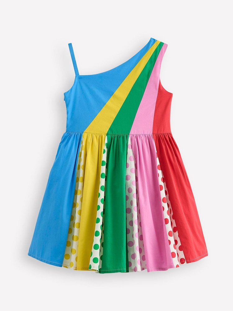 Boden Rainbow Stripe One Shoulder Woven Dress - Image 3 of 4