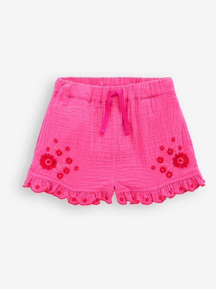 Pantalones cortos de algodón 100 % con volantes en el dobladillo y diseño de doble tela de Boden - Imagen 2 de 4