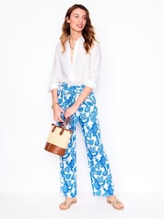 Boden Blue Belted Linen Trousers - Image 2 of 6