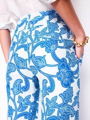 Boden Blue Belted Linen Trousers - Image 3 of 6