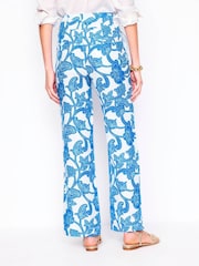 Boden Blue Belted Linen Trousers - Image 5 of 6