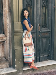 Boden Multi Tie Belt Sateen Midi Skirt - Image 1 of 7