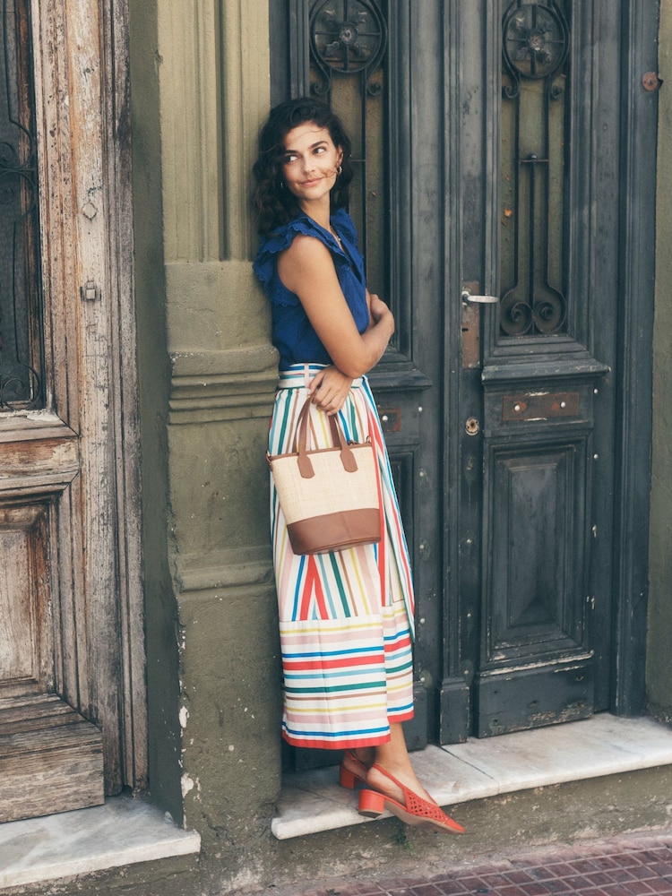 Boden Multi Tie Belt Sateen Midi Skirt - Image 1 of 7