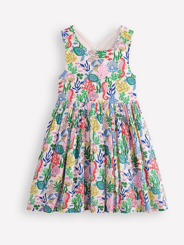 Boden Coral Reef Harper Cross-Back 100% Cotton Dress - Image 2 of 4