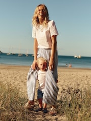 Boden Blue Cropped Double Cloth 100% Cotton Trousers - Image 1 of 4